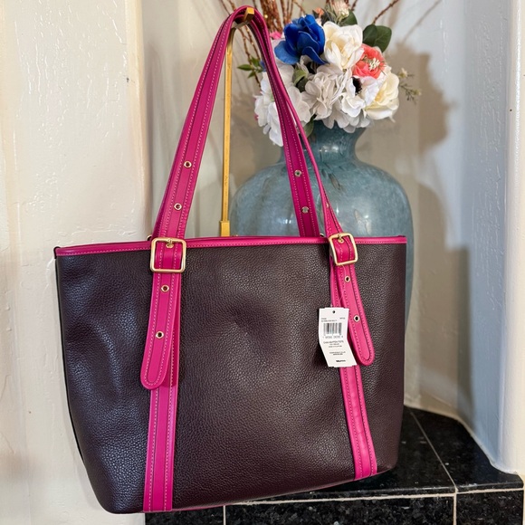 Coach Ashton Tote Bag #CM080 Oxblood & Fuchsia Pebble Leather $450 Retail - NWT - Picture 6 of 16